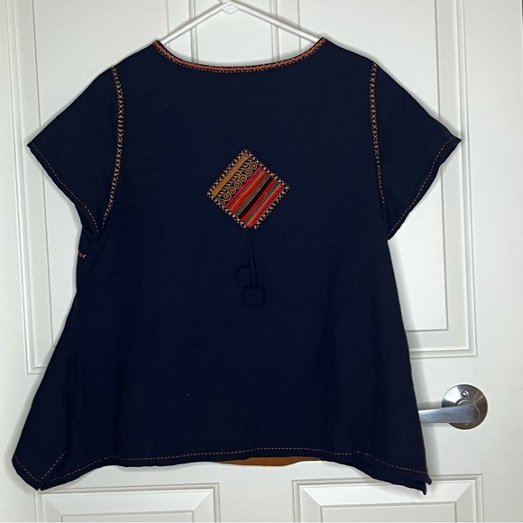Chitralada Navy and Multicolor Patterned Women's Top - Picture 5 of 8